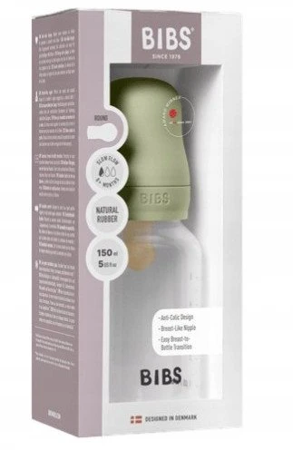 Nuk BIBS plastikinis buteliukas nuo dieglių 150 ml (Sage) pilnas komplektas