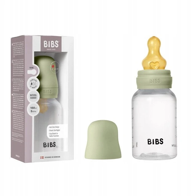 Nuk BIBS plastikinis buteliukas nuo dieglių 150 ml (Sage) pilnas komplektas
