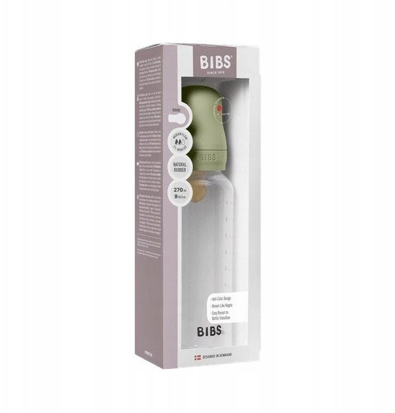 Nuk BIBS plastikinis buteliukas nuo dieglių 270 ml (Sage) pilnas komplektas