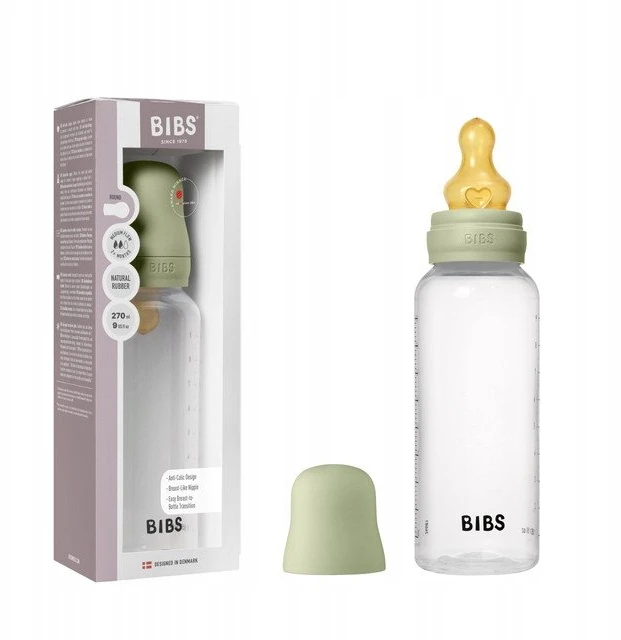 Nuk BIBS plastikinis buteliukas nuo dieglių 270 ml (Sage) pilnas komplektas
