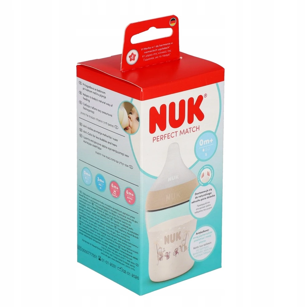 NUK Bottle PP 150ml Perfect Match silikoninis žindukas S Monkey 10215411