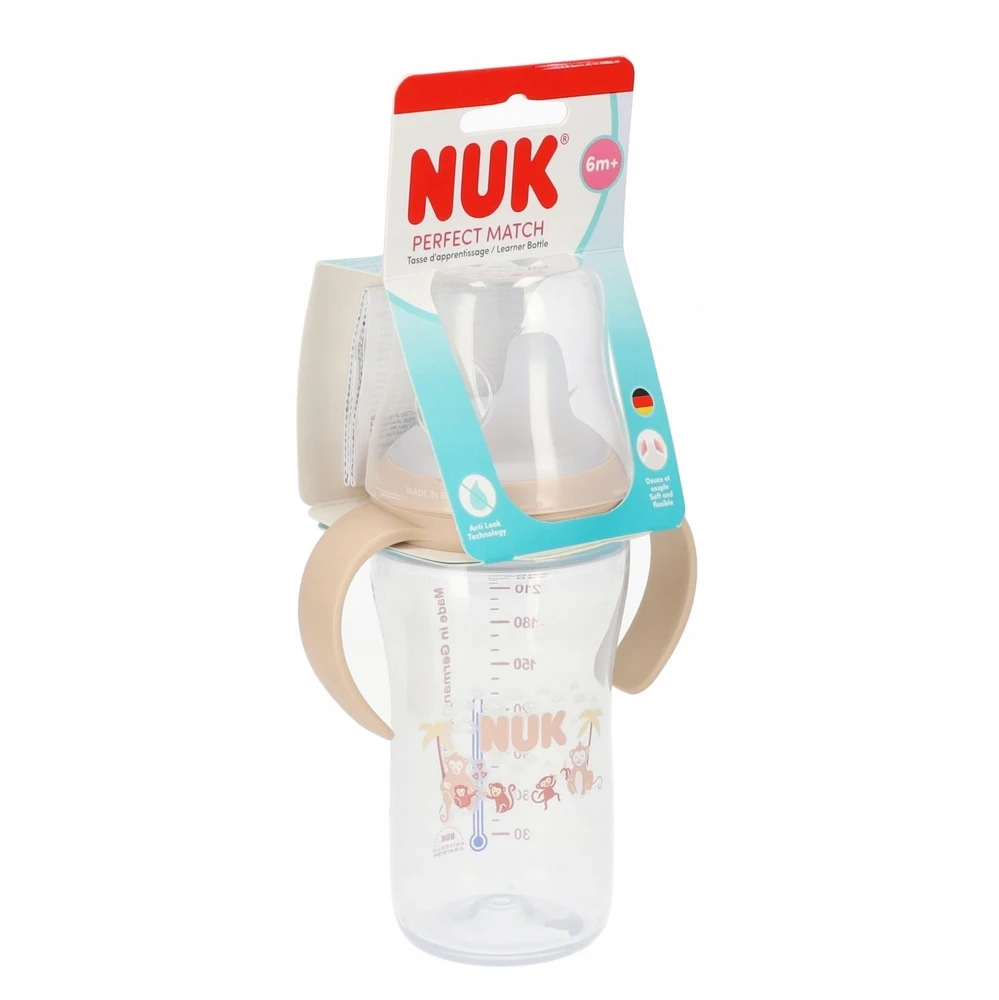 NUK mokomasis buteliukas su rankenomis ir beždžionėlių piešiniu