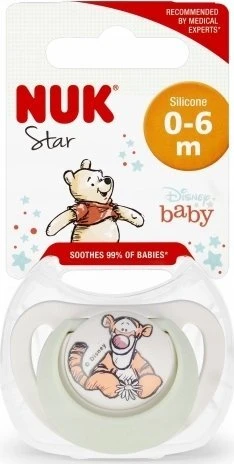 NUK NUK čiulptukas USP 0-6M SIL STAR TIGER10730905 1/6
