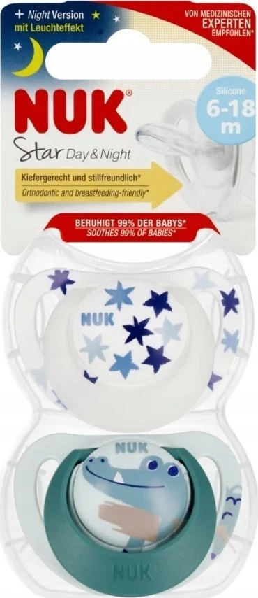 Čiulptukas Nuk Star Day & Night 10176290, 6-18 mėn, 2 vnt.