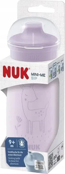 NUK Mini-Me Sip nerūdijančio plieno buteliukas kūdikiui, 300 ml, violetinis