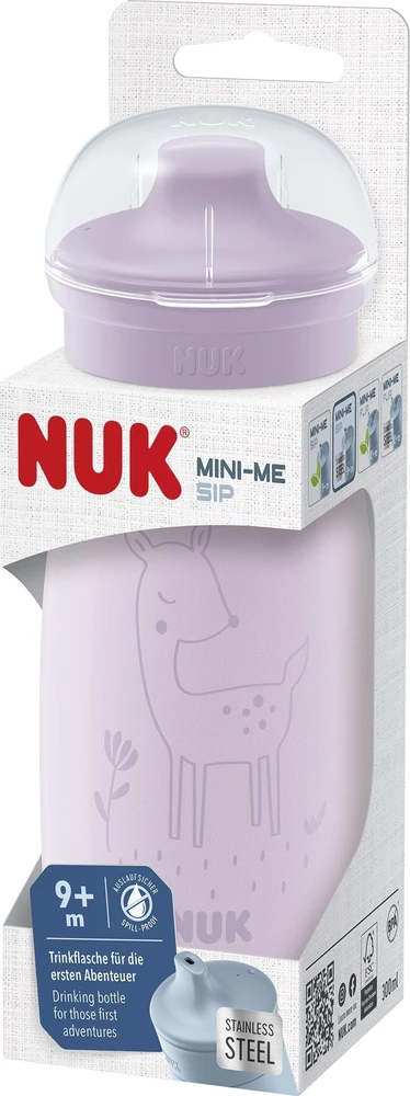 NUK Mini-Me Sip nerūdijančio plieno buteliukas kūdikiui, 300 ml, violetinis