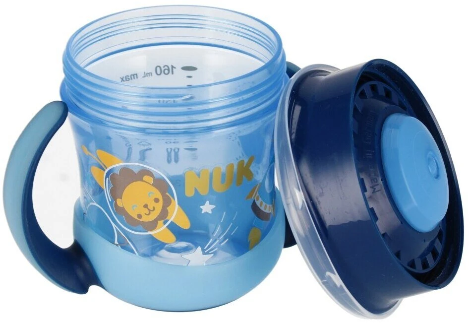 NUK NUK Magic Cup neišsiliejantis puodelis su rankenėlėmis 160ml 6m+ mėlynai šviečia tamsoje