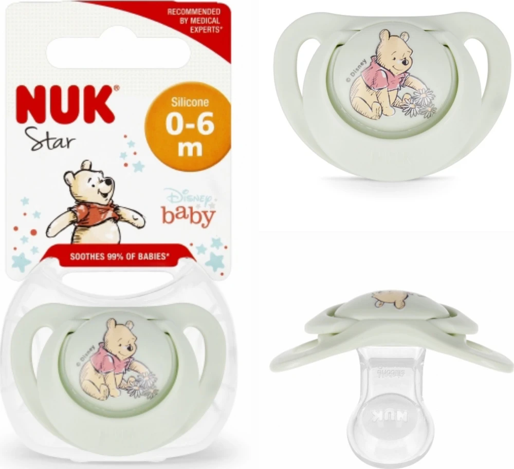 NUK 730905 Silikoninis čiulptukas 0-6 mėnesių STAR Mikė 1vnt.