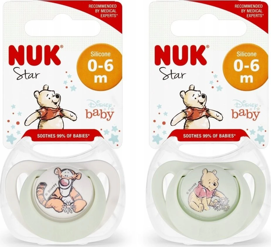 NUK 730905 Silikoninis čiulptukas 0-6 mėnesių STAR Mikė 1vnt.