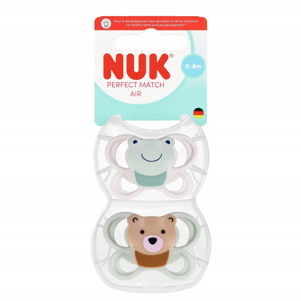 Nuk Čiulptukas "perfect Match Air" 2 vnt. 0-6 mėn. Miš/varlė