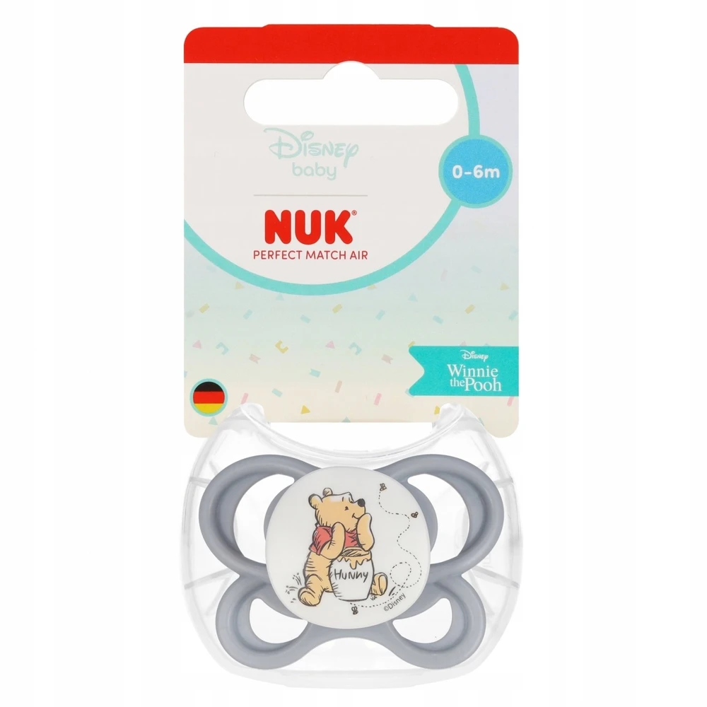 NUK Perfect Match Air čiulptukas Disney Bear Pú 0–6 mėn., pilkas