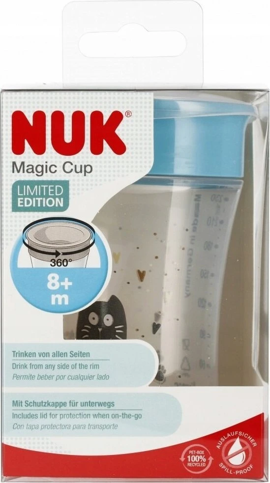 NUK puodelis 230 ml MAGIC 8 mėn. mėlynas 10255684 1/4