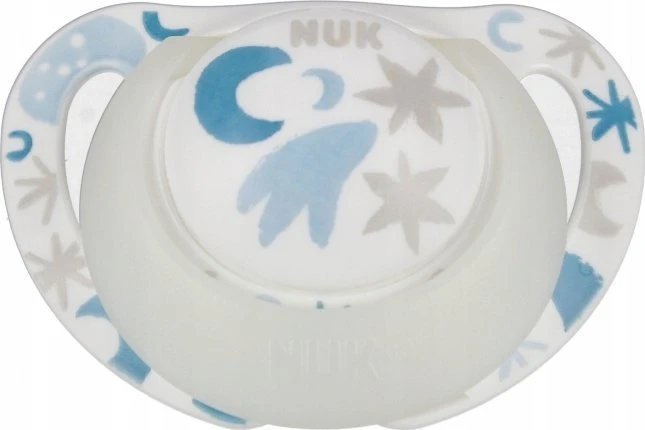 Nuk silikoninis raminamasis čiulptukas 0-6m, 2 vnt., šviečiantis tamsoje