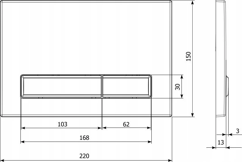 Nuleidimo plokštė KK-Pol M08 SPP / 119/5 / K (350 / PPC / 114-00-00) MYGTUKAS AQUAFIORI RĖMUI Juodas MAT // DLP.K.AQUAFIORI-M08 / CZ.Matinis