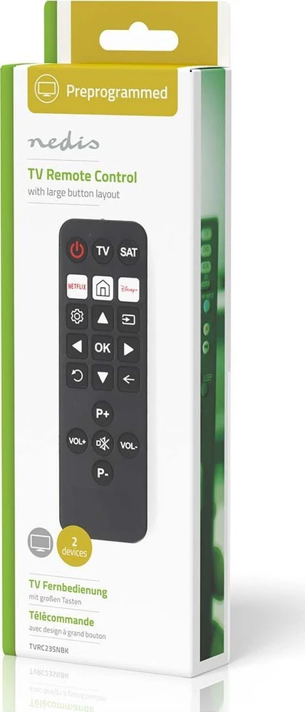 Nuotolinio valdymo pultas Nedis TVRC23SNBK nuotolinio valdymo pultas Infraraudonųjų spindulių televizorius Paspauskite mygtukus