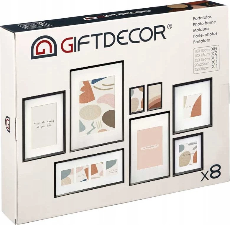 Nuotraukų rėmelis Gift Decor Giftdecor Frame Nuotraukų rėmeliai sieninei FETETAI, 8 skirtingų dydžių rėmeliai