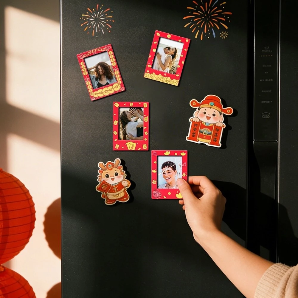 Nuotraukų rėmelis „LoveInstant“ 4x magnetinis rėmelio formos šaldytuvo magnetas, skirtas „Instax Mini 41 99“ (12 nuotraukų), cinko raudonumo – aukso spalvos