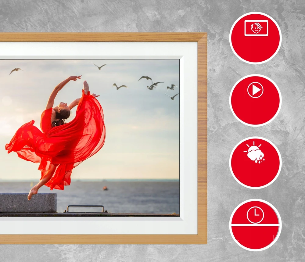 Nuotraukų rėmelis AgfaPhoto skaitmeninis rėmelis 10'' LCD HD WiFi automatinis pasukimas judesio jutiklis 32GB atmintis / APF1000 Wi-Fi / Ruda