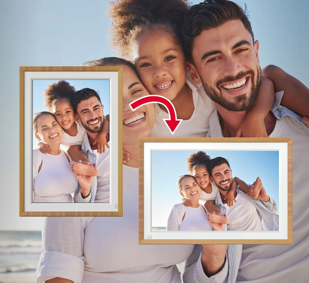 Nuotraukų rėmelis AgfaPhoto skaitmeninis rėmelis 10'' LCD HD WiFi automatinis pasukimas judesio jutiklis 32GB atmintis / APF1000 Wi-Fi / Ruda