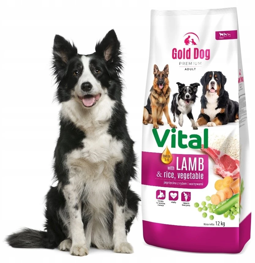 GDD GOLD DOG Premium Vital su ėriena ir ryžiais – sausas Maistas šunims – 12kg