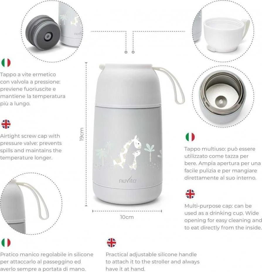 Nuvita , Termos su laikikliu, Baltas, 620 ml