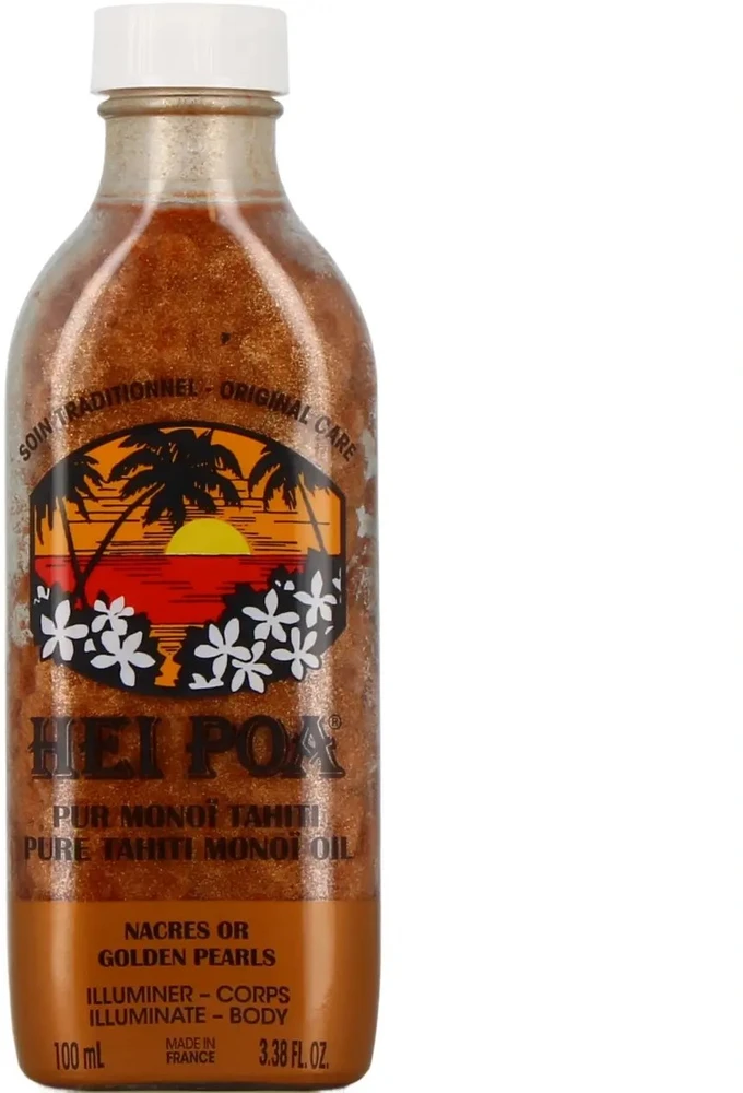 Hei Poa Pure Thaiti Manoi perliukai auksinis šviečiantis kokosų kūno aliejus, 100 ml