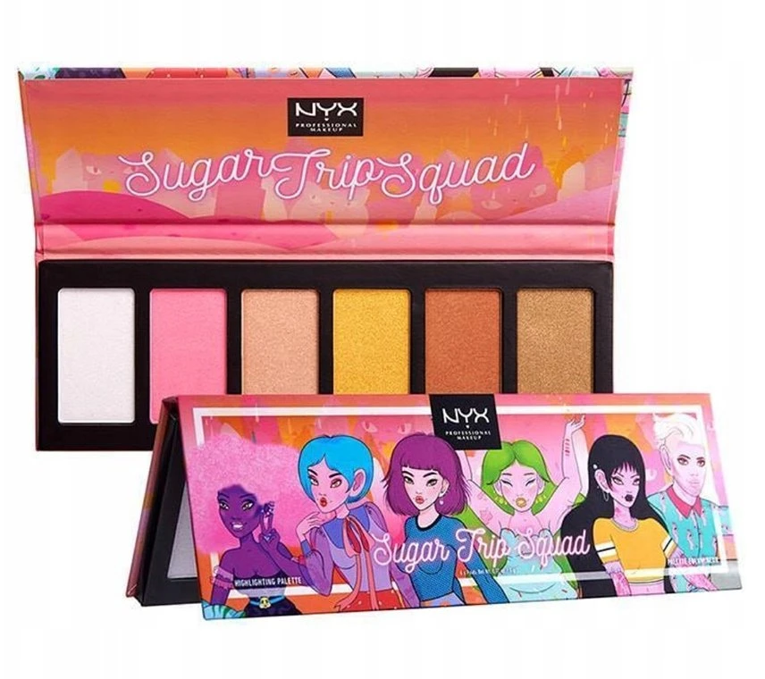 „Nyx Sugar Trip Squad“ žvilgančių šviestuvų paletė be žiaurumo, 01 SQUADHP, 30 g