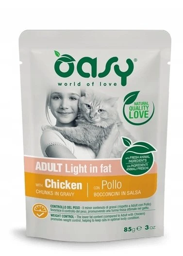 Maisto produktai - Oasy Chunks in Gravy Light in Fat vištiena 85g