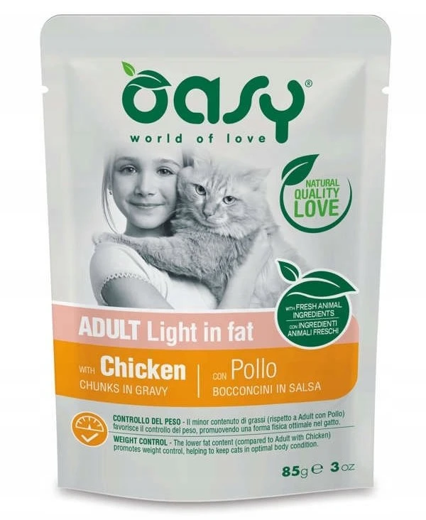 Maisto produktai - Oasy Chunks in Gravy Light in Fat vištiena 85g