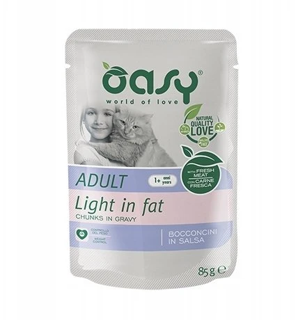 Maisto produktai - Oasy Chunks in Gravy Light in Fat vištiena 85g