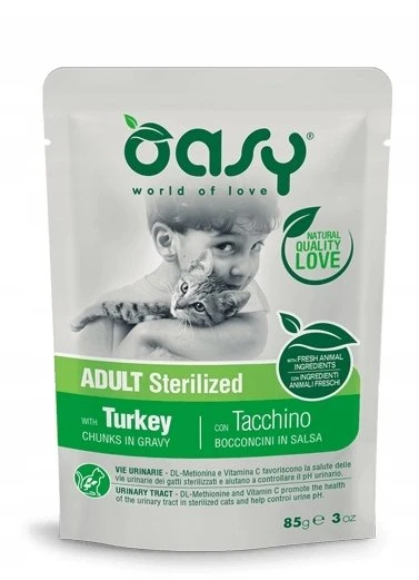 Gyvūnų maistas - Oasy Chunks in Gravy Pork 85g Be glitimo, be sojos