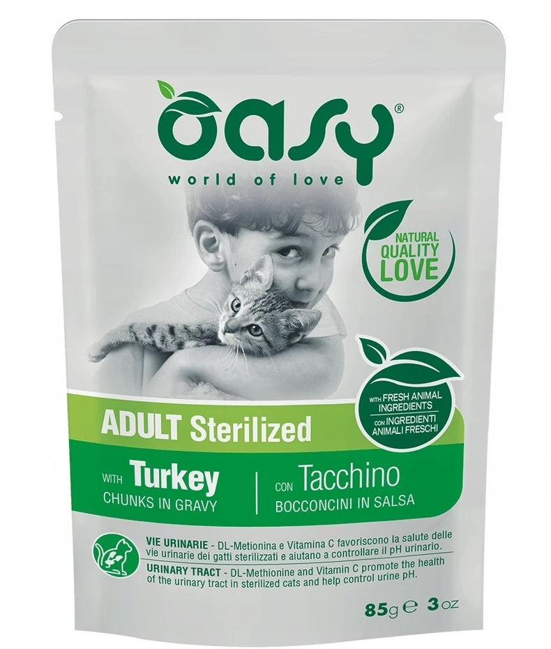 Maisto produktai katėms - Oasy Chunks in Gravy kalakutiena Wet Food 85g