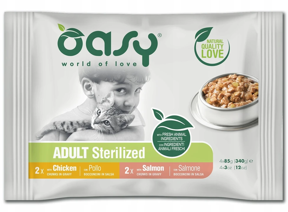 Maisto produktai - Oasy Chunks in Gravy šlapias kačių maistas 4x85g
