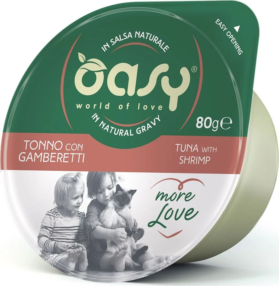 Maisto produktai - Oasy More Love Tuna su krevetėmis šlapias maistas 70g
