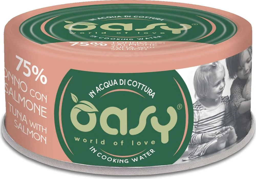 Katinų maistas - Oasy More Love Tuna with lašiša Wet Food for Adult Cats 70g
