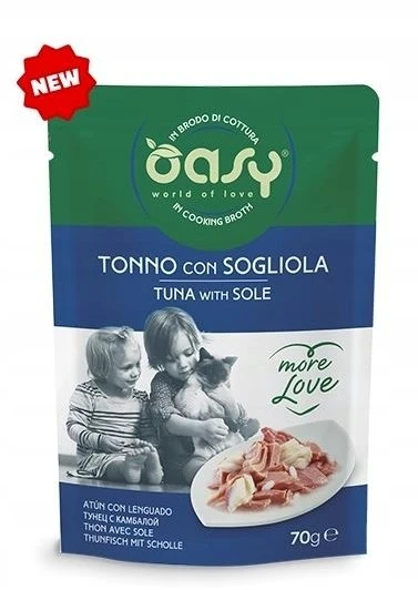Kačių maistas - Oasy More Love Tuna with Sole šlapias maistas 70g