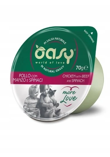 Maisto produktai - Oasy More Love vištiena jautiena Spinach Wet Food 70g