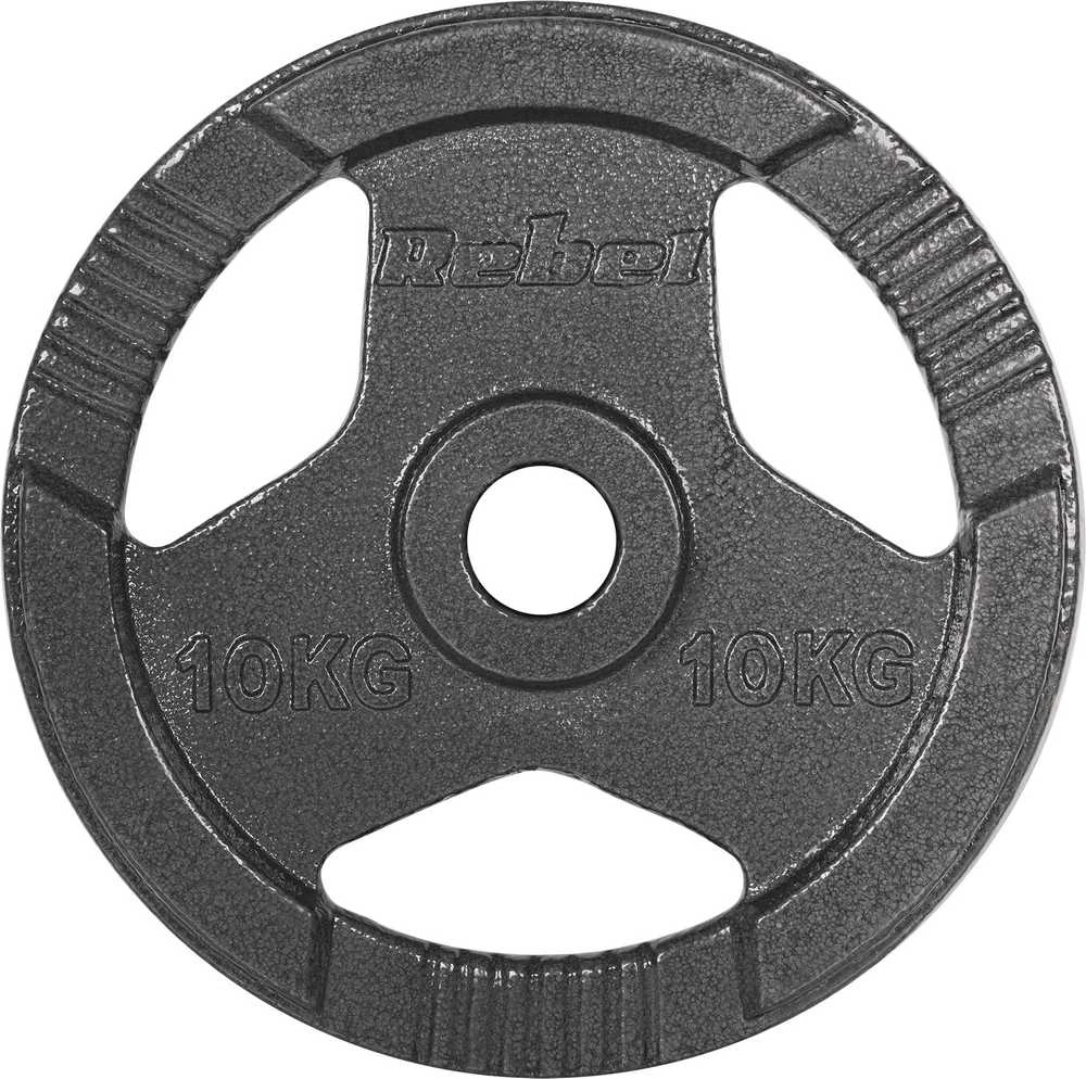 Ketaus olimpinių svarmenų rinkinys 2 x 10 kg, 51 mm skylė, plokštė su rankenomis, REBEL ACTIVE