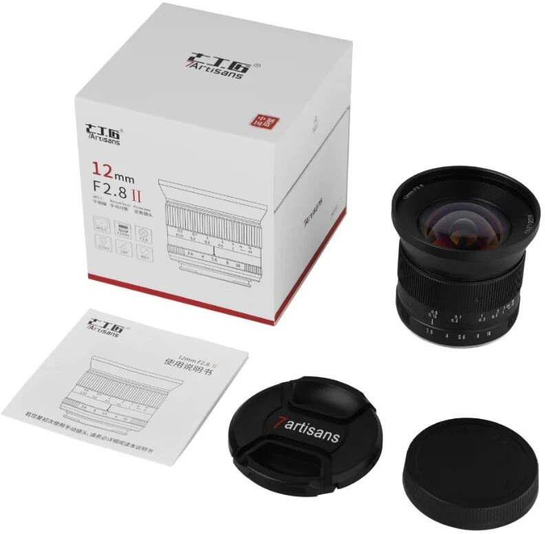 Objektyvas Platus Kampas - 7Artisans 12mm F2.8 II Sony E, Rankinis Fokusavimas, F2.8, Juoda
