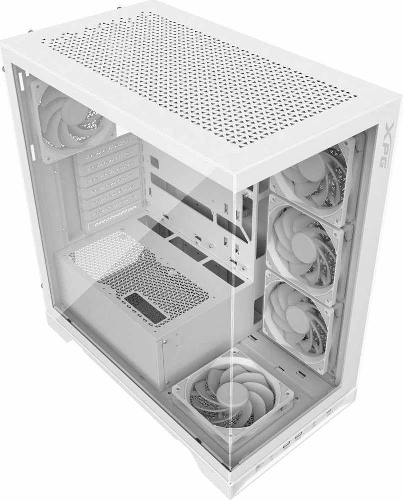 ADATA XPG dėklas INVADER X Mid-Tower, be maitinimo šaltinio, 5x 120 mm ventiliatorius, baltas