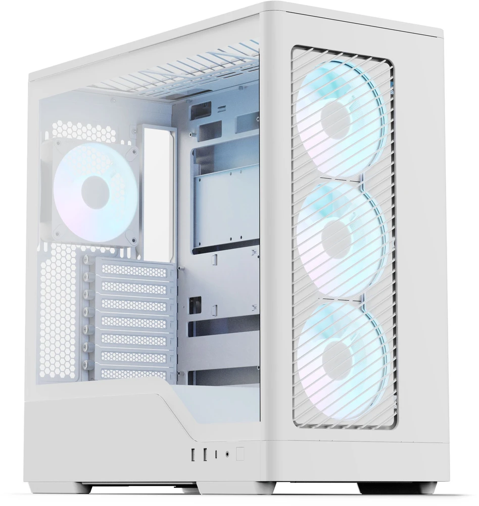 „Aerocool D520A“ kompiuterio korpusas, vidutinio dydžio bokštas, ATX, grūdintas stiklas, RGB – Baltas