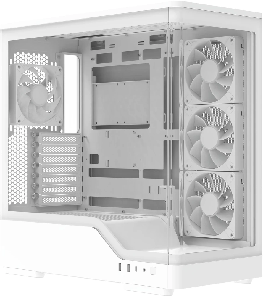 „Aerocool P500A“ kompiuterio korpusas, vidutinio dydžio bokštas, ATX, grūdintas stiklas, RGB – Baltas