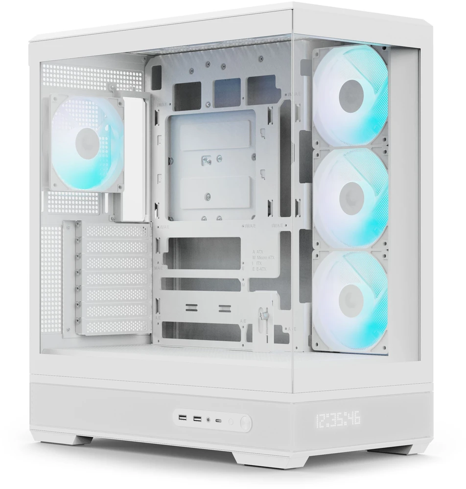 „Aerocool P500B“ kompiuterio korpusas, vidutinio dydžio bokštas, ATX, grūdintas stiklas, RGB - Baltos