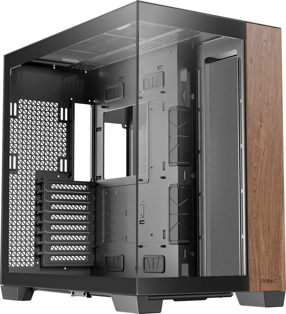 „Antec C8 Midi-Tower“, grūdintas stiklas ir mediena