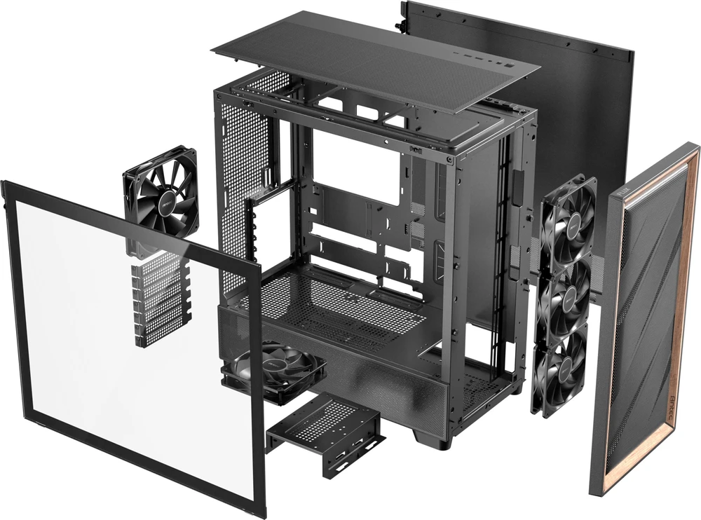 „Antec Flux“ kompiuterio korpusas, vidutinio dydžio bokštas, E-ATX, grūdintas stiklas – Juodas