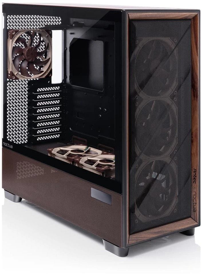 „Antec Flux Pro Noctua Edition“, bokšto tipo korpusas – stiklas/medis, įskaitant NA-FH1 ventiliatoriaus šakotuvą