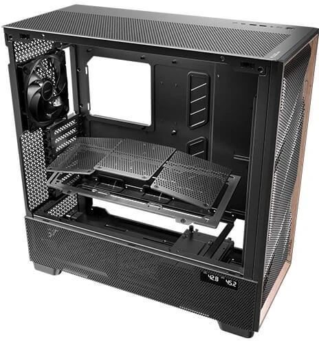 „Antec Flux Pro Noctua Edition“, bokšto tipo korpusas – stiklas/medis, įskaitant NA-FH1 ventiliatoriaus šakotuvą
