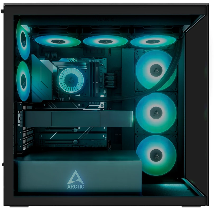 ARCTIC Xtender PC-kompiuterio korpusas, Midi-Tower, E-ATX, RGB, Tempered Glass – juodos spalvos