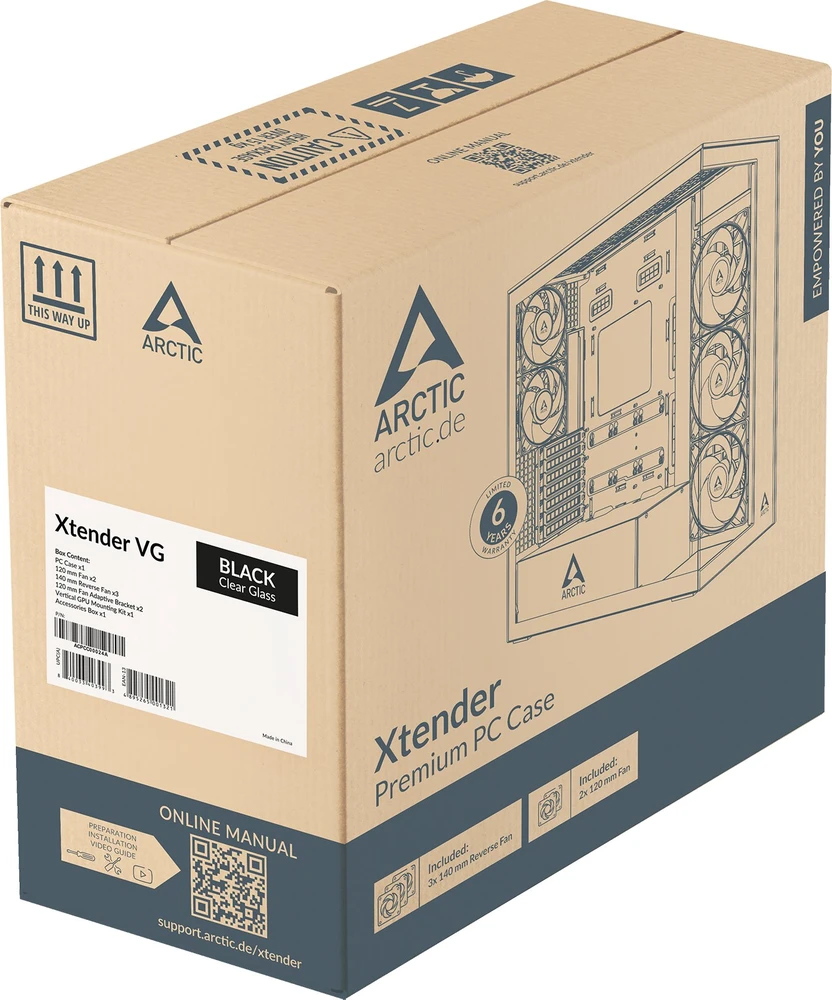 ARCTIC Premium E-ATX PC korpusas Xtender VG, juodas