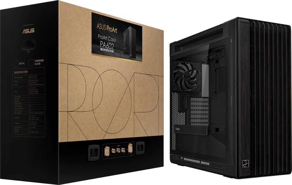 ASUS ProArt PA602 Wood Edition Midi Tower Juodas